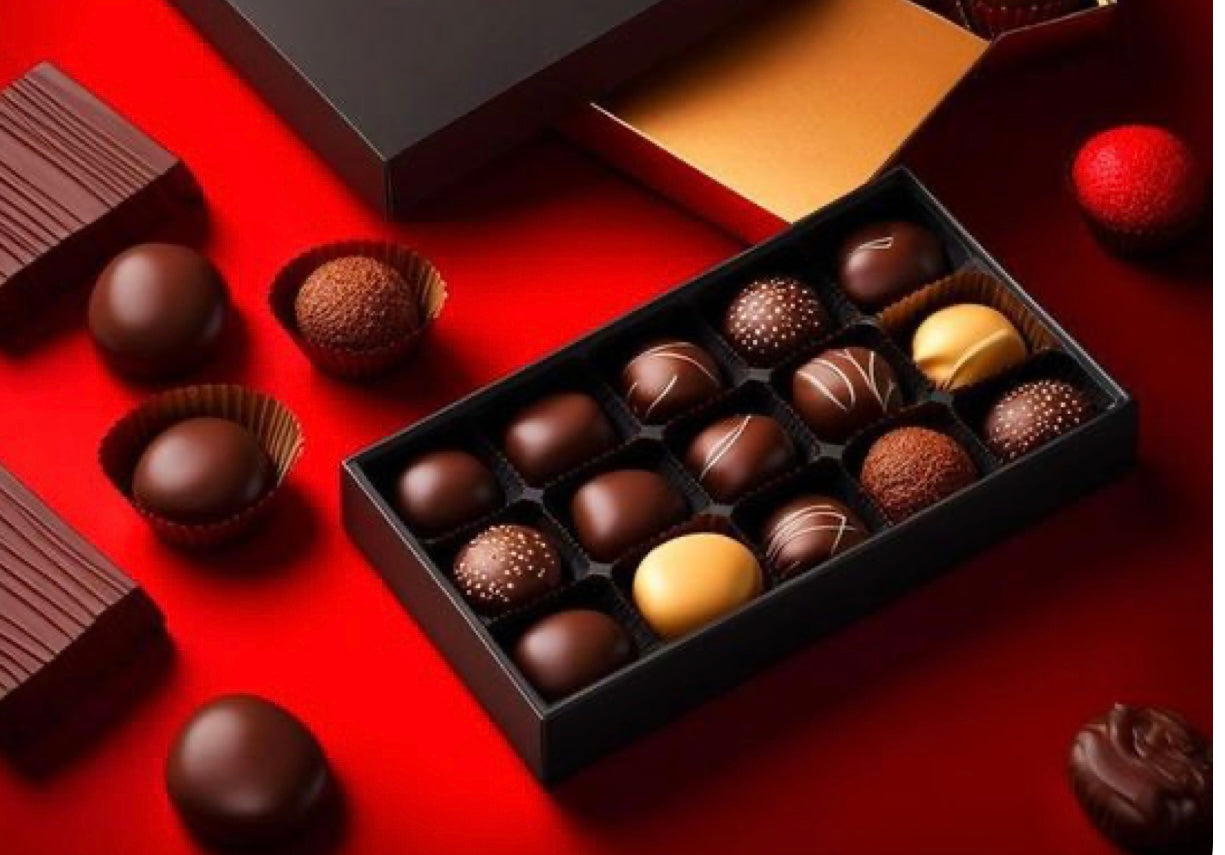 Keepsake Black Leather ChocolateTruffle Box