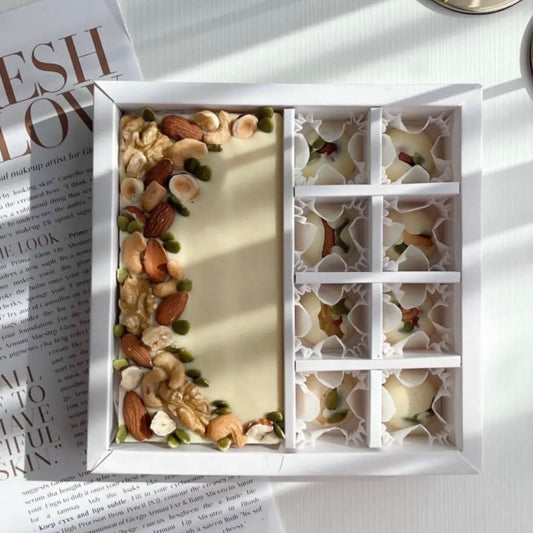 White Luxury Nuts Chocolate Box